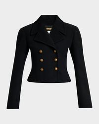 Double-Breasted Wool Bouclette Crop Jacket