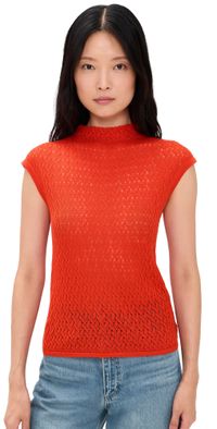 rag & bone Tana Merino Cap Sleeve Sweater Bright Orange XS