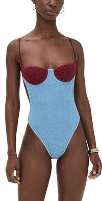 Oseree Lumiere Bicolor Balconette Maillot One Piece Crystal/Burgundy XL