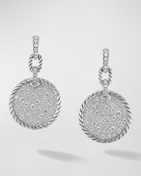 Elements Earrings with Diamonds in Silver, 0.75"