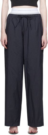 Alexander Wang Pantalon de détente bleu marine à rayures