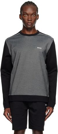 BOSS Black & Gray Embroidered Logo Sweatshirt