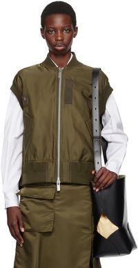 sacai Khaki Twill Vest