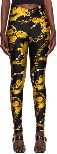 Versace Jeans Couture Black & Gold Chain Couture Leggings