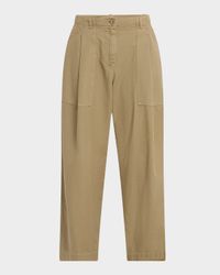 Vista Pleated Cotton Canvas Barrel Trousers