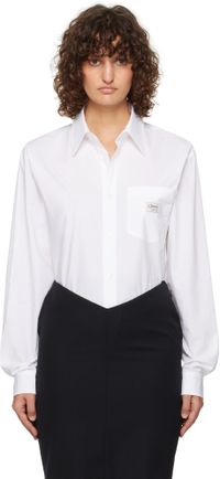 Coperni Justaucorps blanc en popeline de coton à col classique