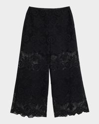 Gina Wide-Leg Geometric Floral Lace Pants