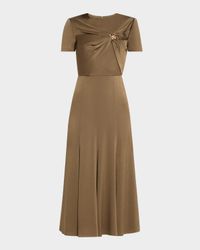Draped Satin Crepe Midi Dress