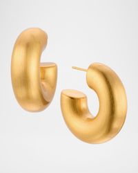 Brushed Gold Chunky Hoop Earrings