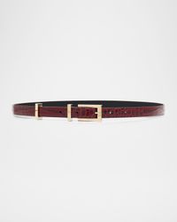Shiny Stamped Croc-Embossed Leather Belt
