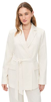 Good American Essential Suiting Belted Blazer Chestnut Stripe 2XL