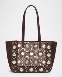 Nellcote Mirror-Embellished Suede Mini Tote Bag
