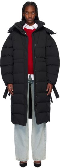 GANNI Manteau noir en taffetas technique rembourré en duvet