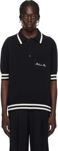 Balmain Polo noir en tricot de coton mélangé