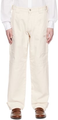Emporio Armani Jean blanc cassé à poches à glissière