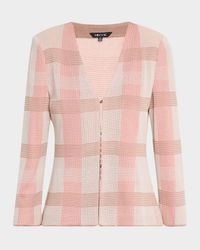 Tailored Plaid Knit Jacket
