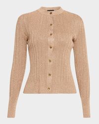 Metallic Rib Crewneck Cardigan