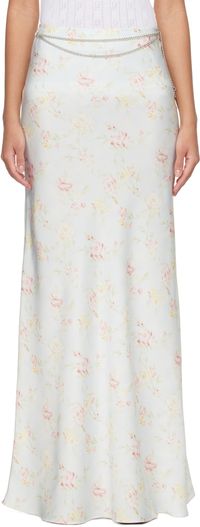 Rabanne Jupe longue bleue en satin à motif imprimé
