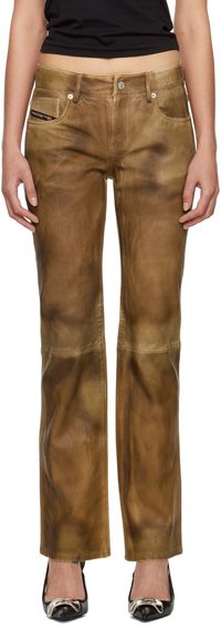 Diesel Tan L-Texa Leather Pants