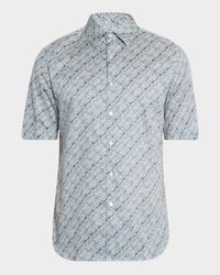Men's Printed Cotton Short-Sleeve Shirt