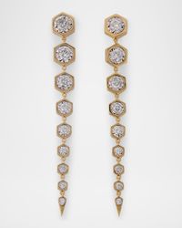 14K Yellow Gold Illusion Bezel Octagon Diamond Drop Earrings