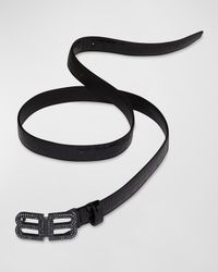 BB Hourglass Thin Belt Crocodile Embossed With Rhinestones