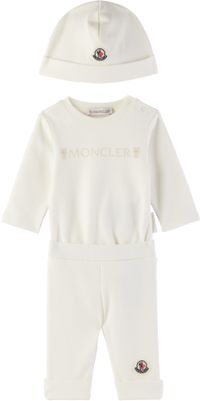 Moncler Enfant Baby White Cotton Bodysuit Set