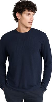 NN07 Clive Waffle Knit Tee Navy Blue L