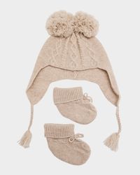 Kid's Benny Cable Hat & Booties Set, Size 3M-24M
