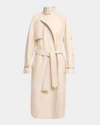 Sabina Lacquered Leather Wrap Trench Coat