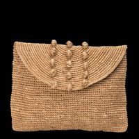 Camalya - Grande pochette en raphia tressé - Taille Unique - Beige