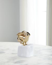 Brass Bunny Sculpture on Selenite