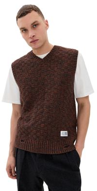 MM6 Maison Margiela Knit Sweater Vest Dark Grey Melange/Brown XL