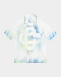 x Martin Naumann Men's Dots Linen Short-Sleeve Shirt