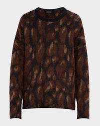 Oversized Leopard Jacquard Crewneck Sweater