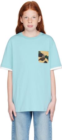 BAPE Kids Blue 1st Camo Pocket College T-shirt