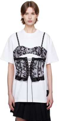 Andersson Bell White Lace Corset Oversized T-shirt