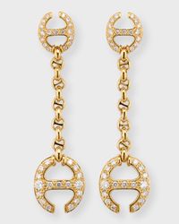 18K Yellow Gold Micro Link Chain Earrings with Diamonds