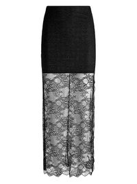 Women's Iyanna Stretch-Lace Midi-Skirt - Black - Size 14