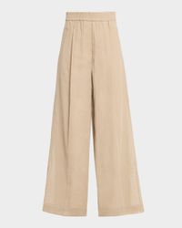 Cotton Gauze Wide-Leg Pull-On Track Pants