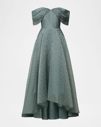 Elysia Off-Shoulder Floral Jacquard Gown