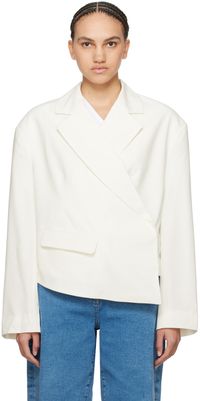 REMAIN Birger Christensen White Asymmetric Blazer