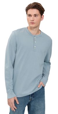 Faherty Waffle Henley Alaskan Blue XXL