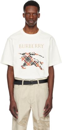 Burberry Off-White Cross Stitch EKD​ Cotton T-shirt