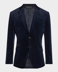 Men's Mini-Check Printed Velvet Blazer