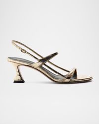 Tita Metallic Croco Cage Slingback Sandals