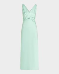 Sleeveless Bias-Cut Crepe Satin Maxi Dress