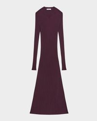 Open-Back Ribbed Wool Dress