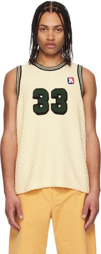 RICE NINE TEN Off-White Knitting Basketball Tank Top