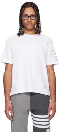 Thom Browne White Milano Cotton 4-Bar T-shirt